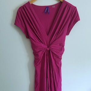 Seraphine maternity fuschia knot front dress